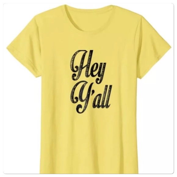 Tops - Hey Y’all T-Shirt Size XL Yellow Classic Collar Tops - Hey Y’all T-Shirt Size XL Yellow Classic Collar